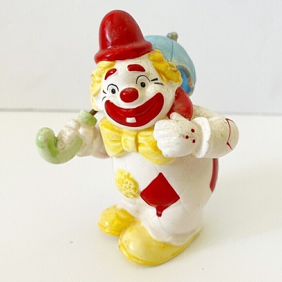 Happy Smile Ceramic Clown Figurine Jim Willoughby Big Top Banana Umbrella Circus - Picture 1 of 9